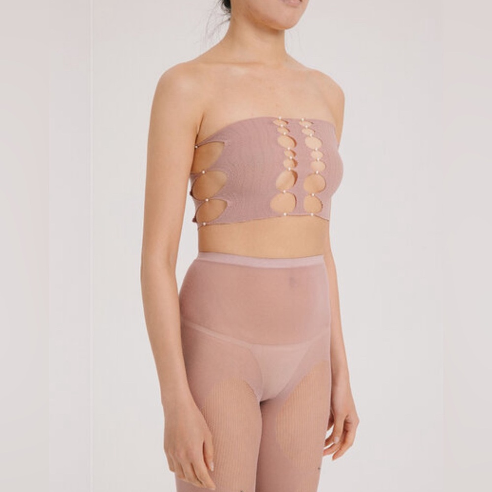 Rui tube top with cut outs in tea rose
